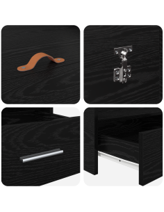 Struttura letto con contenitore Rovere Nero 120 x 200 cm