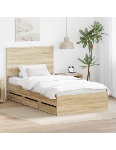 Struttura del letto con cassetto Rovere Sonoma 100 x 200 cm