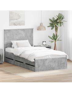 Struttura del letto con cassetto Grigio cemento 100 x 200 cm