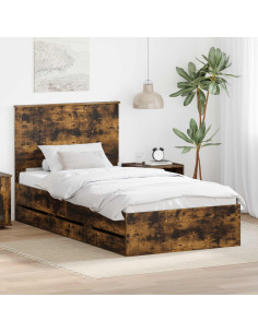 Struttura del letto con cassetto Rovere fumé 100 x 200 cm