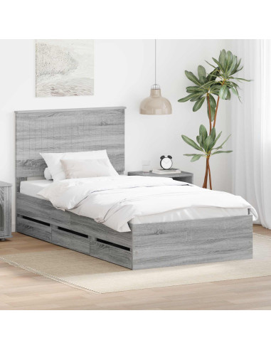 Struttura del letto con cassetto Grigio Sonoma 100 x 200 cm