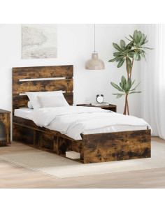 Struttura del letto Rovere fumé 90 x 200 cm Pino massello