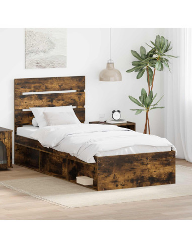 Struttura del letto Rovere fumé 90 x 190 cm Pino massello