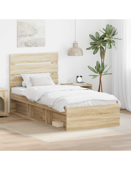 Struttura del letto Rovere Sonoma 75 x 190 cm Pino massello