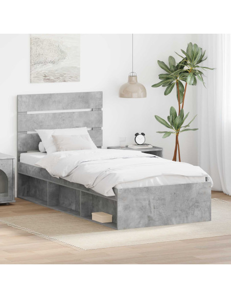 Struttura del letto Grigio Concretè 75 x 190 cm Pino massello