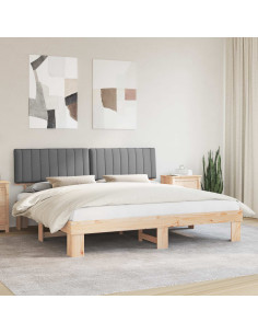 Letto con Testiera Rivestita Grigio chiaro 200 x 200 cm