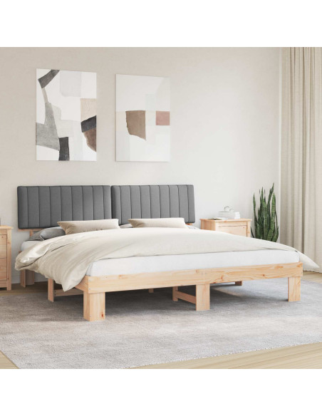 Letto con Testiera Rivestita Grigio chiaro 200 x 200 cm