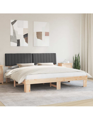 Letto con Testiera Rivestita Grigio scuro 200 x 200 cm