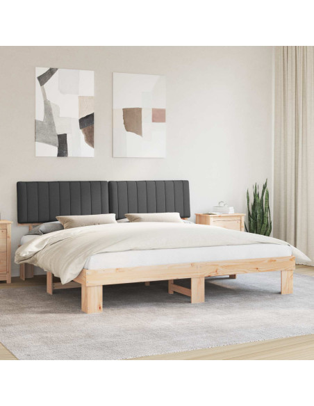 Letto con Testiera Rivestita Grigio scuro 200 x 200 cm