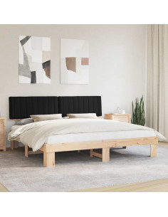 Letto con Testiera Rivestita Nero 200 x 200 cm Pino massello