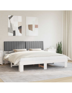 Letto con Testiera Rivestita Grigio chiaro 200 x 200 cm