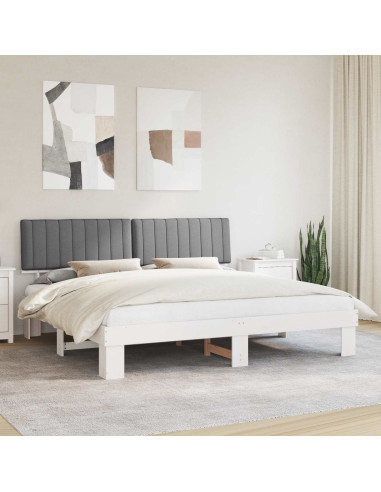Letto con Testiera Rivestita Grigio chiaro 200 x 200 cm