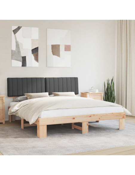 Letto con Testiera Rivestita Grigio scuro 180 x 200 cm