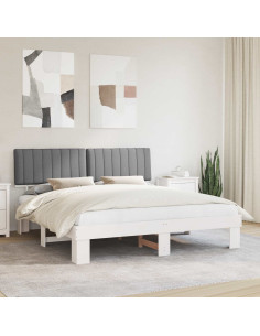 Letto con Testiera Rivestita Grigio chiaro 180 x 200 cm