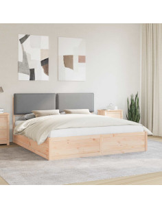 Letto con Testiera Rivestita Grigio chiaro 200 x 200 cm