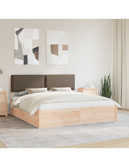Letto con Testiera Rivestita Talpa 200 x 200 cm Pino massello
