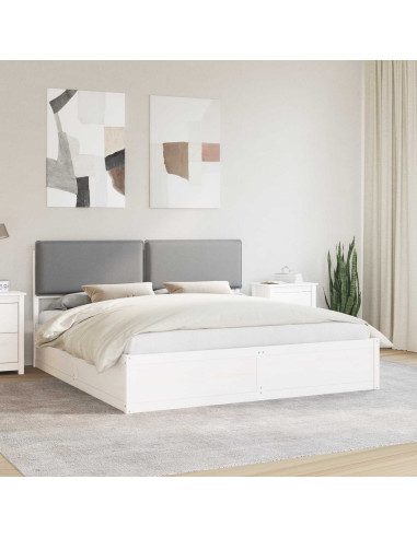 Letto con Testiera Rivestita Grigio chiaro 200 x 200 cm
