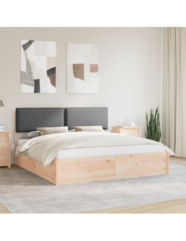 Letto con Testiera Rivestita Grigio scuro 180 x 200 cm
