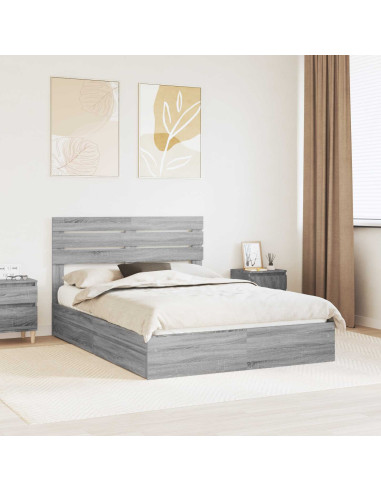 Letto con Contenitore con testiera Grigio Sonoma 160 x 200 cm