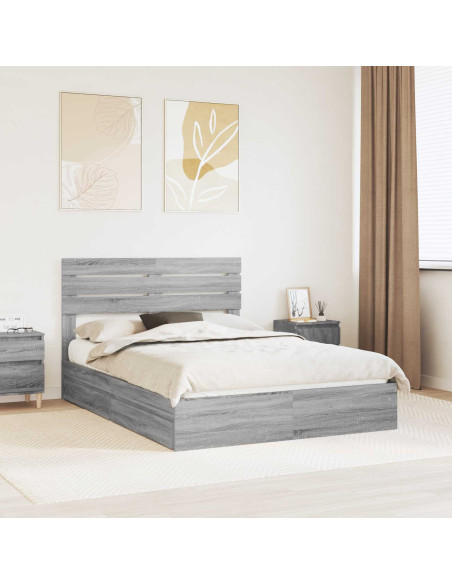 Letto con Contenitore con testiera Grigio Sonoma 160 x 200 cm