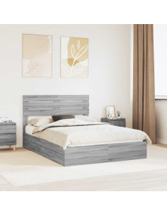 Letto con Contenitore con testiera Grigio Sonoma 140 x 200 cm