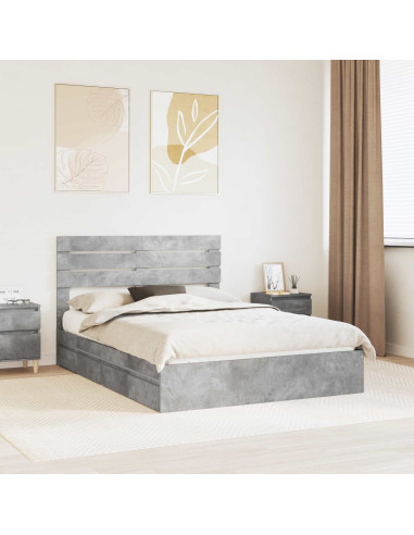 Letto con Contenitore con testiera Grigio cemento 150 x 200 cm