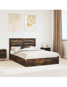 Letto con Contenitore con testiera Rovere fumé 140 x 190 cm