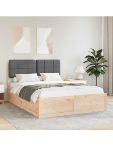 Letto con Testiera Rivestita Grigio scuro 160 x 200 cm