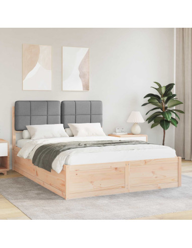 Letto con Testiera Rivestita Grigio chiaro 150 x 200 cm