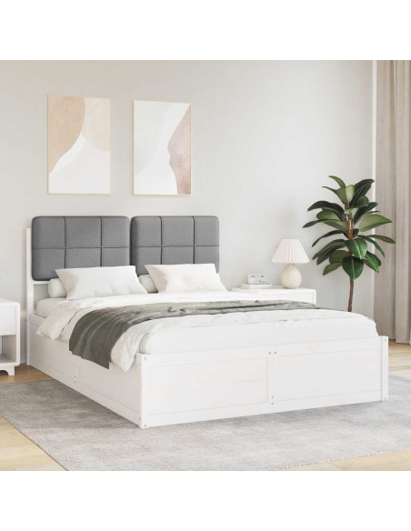 Letto con Testiera Rivestita Grigio chiaro 150 x 200 cm
