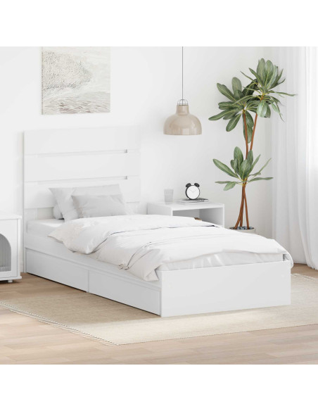 Letto con Contenitore Bianco 70 x 190 cm Legno multistrato