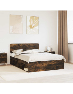 Struttura del letto Rovere fumé 160 x 200 cm Pino massello