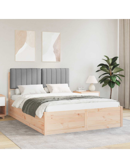 Letto con Testiera Rivestita Grigio chiaro 135 x 190 cm