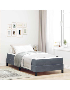 Letto a molle con materasso Grigio scuro 90 x 210 cm Tessuto