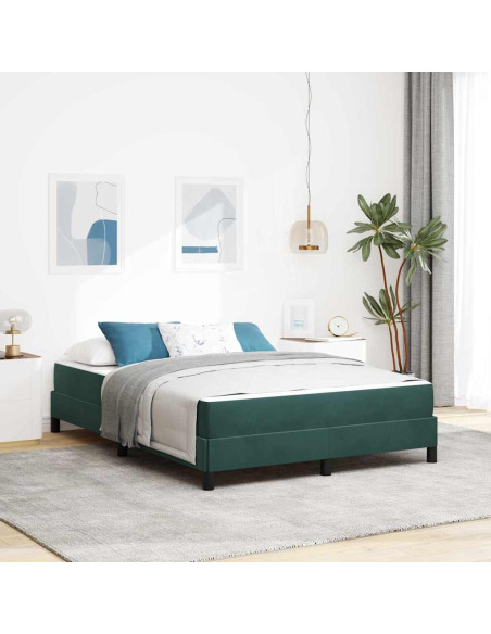 Letto a molle con materasso Verde Scuro 160 x 210 cm Tessuto