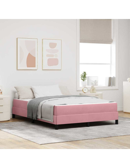 Letto a molle con materasso Rosa 160 x 210 cm Tessuto