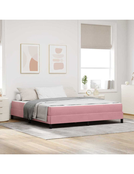 Letto a molle con materasso Rosa 180 x 210 cm Tessuto