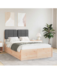 Letto con Testiera Rivestita Grigio scuro 120 x 190 cm