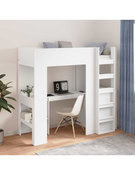 Struttura letto a castello con scrivania Bianco 75 x 190 cm