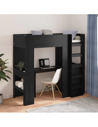 Struttura letto a castello con scrivania Rovere Nero