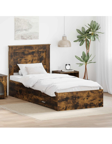 Struttura del letto Rovere Affumicato e Argento 75 x 190 cm