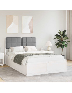 Letto con Testiera Rivestita Grigio chiaro 120 x 190 cm