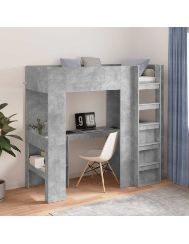 Struttura letto a castello con scrivania Grigio cemento