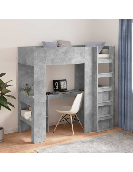Struttura letto a castello con scrivania Grigio cemento