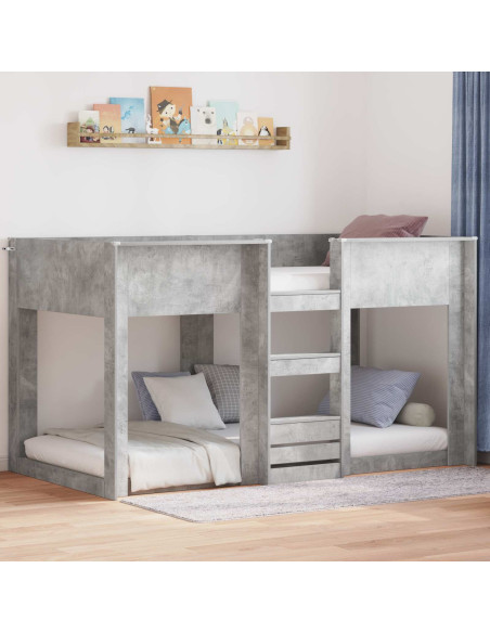 Letto a Castello per Bambini Grigio cemento 75 x 190 cm