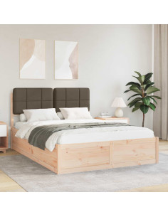 Letto con Testiera Rivestita Talpa 135 x 190 cm Pino massello