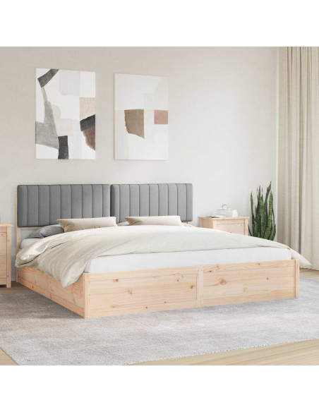 Letto con Testiera Rivestita Grigio chiaro 200 x 200 cm