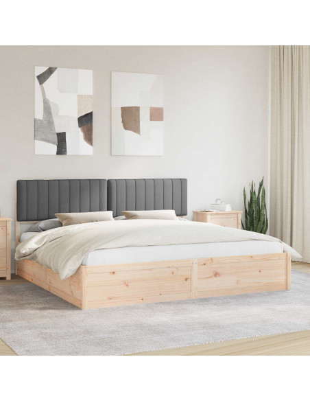 Letto con Testiera Rivestita Grigio scuro 200 x 200 cm