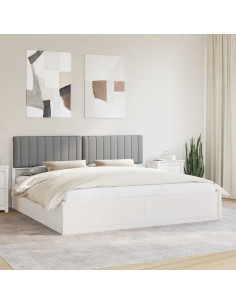 Letto con Testiera Rivestita Grigio chiaro 200 x 200 cm