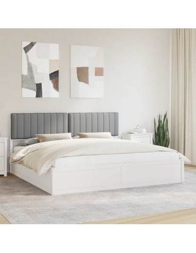 Letto con Testiera Rivestita Grigio chiaro 200 x 200 cm